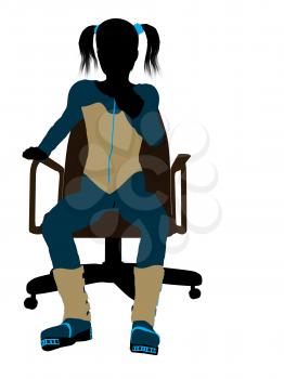 Royalty Free Clipart Image of a Girl in a Chair