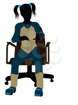 Royalty Free Clipart Image of a Girl in a Chair