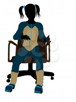 Royalty Free Clipart Image of a Girl in a Chair