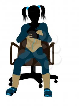 Royalty Free Clipart Image of a Girl in a Chair