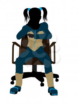 Royalty Free Clipart Image of a Girl in a Chair