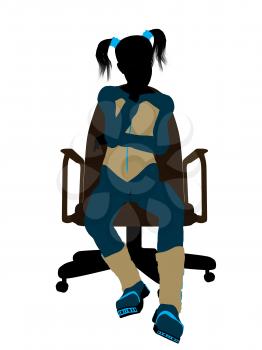 Royalty Free Clipart Image of a Girl in a Chair