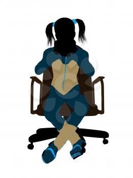 Royalty Free Clipart Image of a Girl in a Chair