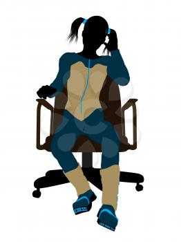 Royalty Free Clipart Image of a Girl in a Chair