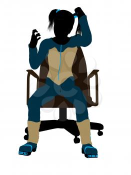 Royalty Free Clipart Image of a Girl in a Chair