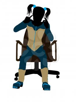 Royalty Free Clipart Image of a Girl in a Chair