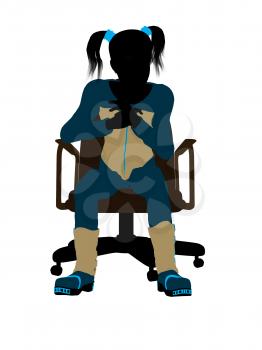 Royalty Free Clipart Image of a Girl in a Chair