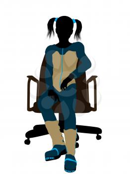 Royalty Free Clipart Image of a Girl in a Chair