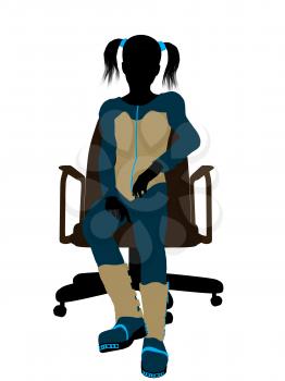 Royalty Free Clipart Image of a Girl in a Chair