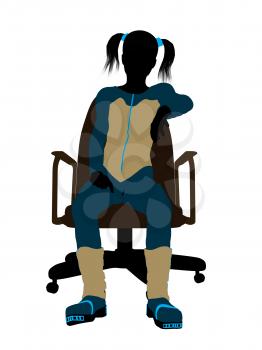 Royalty Free Clipart Image of a Girl in a Chair