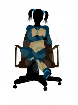 Royalty Free Clipart Image of a Girl in a Chair