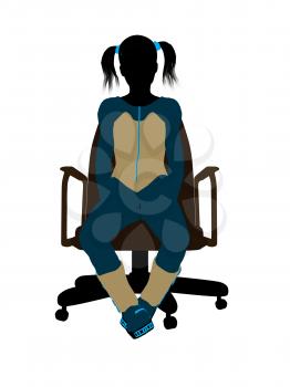 Royalty Free Clipart Image of a Girl in a Chair