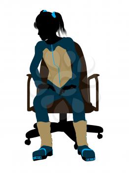 Royalty Free Clipart Image of a Girl in a Chair