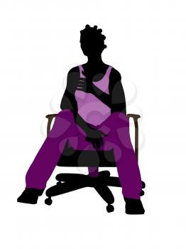 Royalty Free Clipart Image of a Girl in a Chair