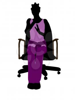 Royalty Free Clipart Image of a Girl in a Chair