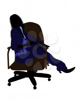 Royalty Free Clipart Image of a Girl in a Chair