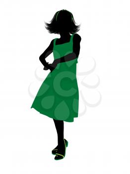 Royalty Free Clipart Image of a Girl in a Green Dress