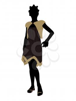 Royalty Free Clipart Image of a Girl in a Dress