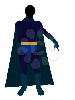 African American super hero silhouette dressed in shorts on a white background