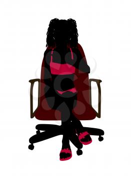 Royalty Free Clipart Image of a Girl in a Bikini Sitting in a Chair