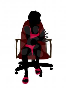 Royalty Free Clipart Image of a Girl in a Bikini Sitting in a Chair