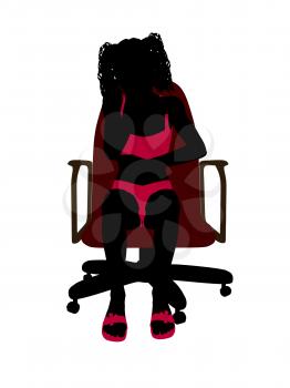 Royalty Free Clipart Image of a Girl in a Bikini Sitting in a Chair