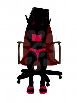 Royalty Free Clipart Image of a Girl in a Bikini Sitting in a Chair