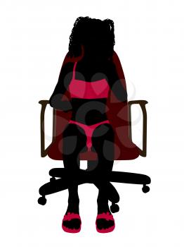 Royalty Free Clipart Image of a Girl in a Bikini Sitting in a Chair