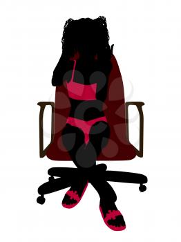 Royalty Free Clipart Image of a Girl in a Bikini Sitting in a Chair