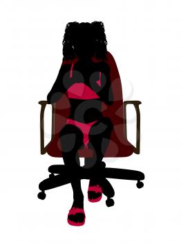 Royalty Free Clipart Image of a Girl in a Bikini Sitting in a Chair