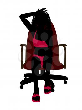 Royalty Free Clipart Image of a Girl in a Bikini Sitting in a Chair