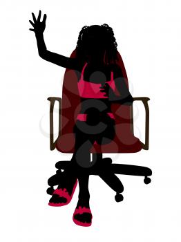 Royalty Free Clipart Image of a Girl in a Bikini Sitting in a Chair