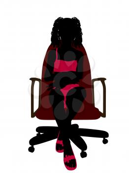 Royalty Free Clipart Image of a Girl in a Bikini Sitting in a Chair