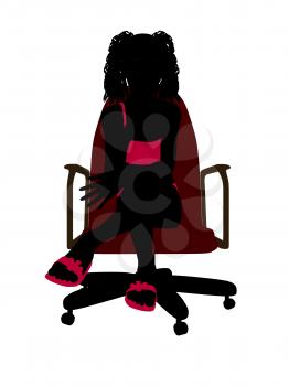 Royalty Free Clipart Image of a Girl in a Bikini Sitting in a Chair