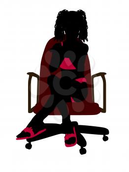 Royalty Free Clipart Image of a Girl in a Bikini Sitting in a Chair