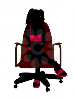 Royalty Free Clipart Image of a Girl in a Bikini Sitting in a Chair