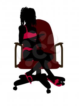 Royalty Free Clipart Image of a Girl in a Bikini Sitting in a Chair