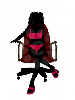 Royalty Free Clipart Image of a Girl in a Bikini Sitting in a Chair