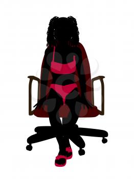 Royalty Free Clipart Image of a Girl in a Bikini Sitting in a Chair