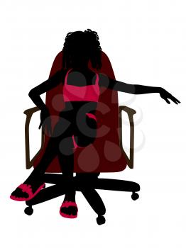 Royalty Free Clipart Image of a Girl in a Bikini Sitting in a Chair