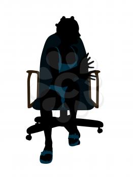 Royalty Free Clipart Image of a Girl in a Bikini Sitting in a Chair