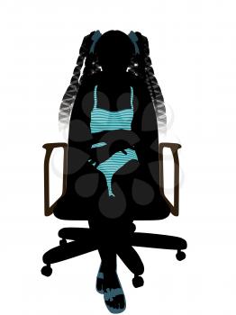 Royalty Free Clipart Image of a Girl Sitting in a Chair