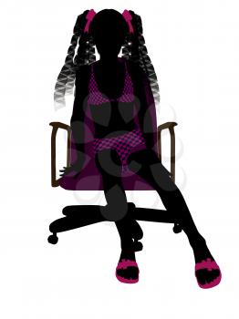 Royalty Free Clipart Image of a Girl in a Chair