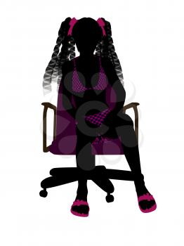 Royalty Free Clipart Image of a Girl in a Chair