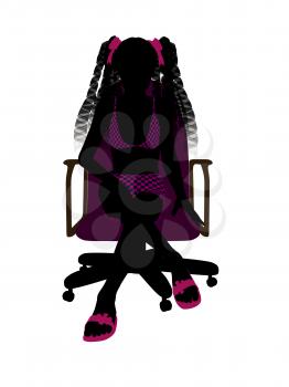 Royalty Free Clipart Image of a Girl in a Chair