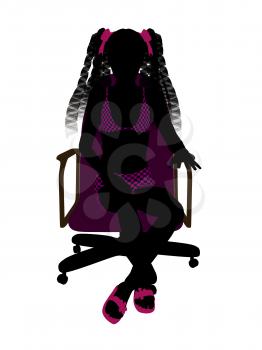 Royalty Free Clipart Image of a Girl in a Chair