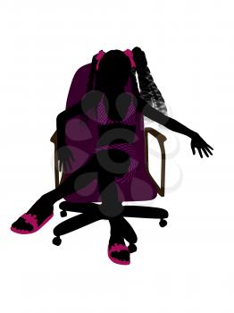 Royalty Free Clipart Image of a Girl in a Chair