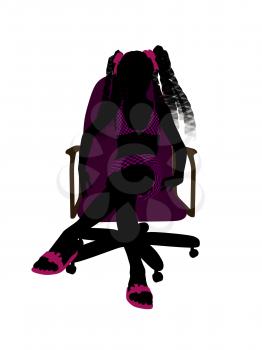 Royalty Free Clipart Image of a Girl in a Chair