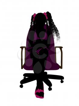 Royalty Free Clipart Image of a Girl in a Chair