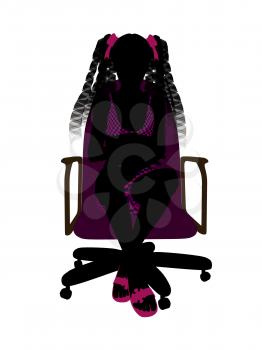 Royalty Free Clipart Image of a Girl in a Chair